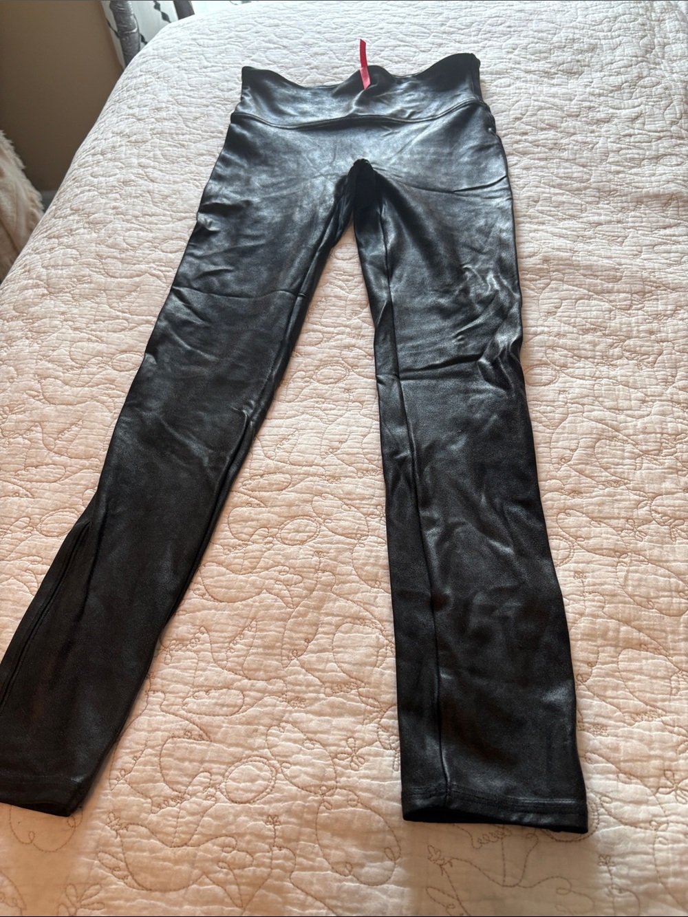 SPANX Black Faux Leather Skinny Jeans medium